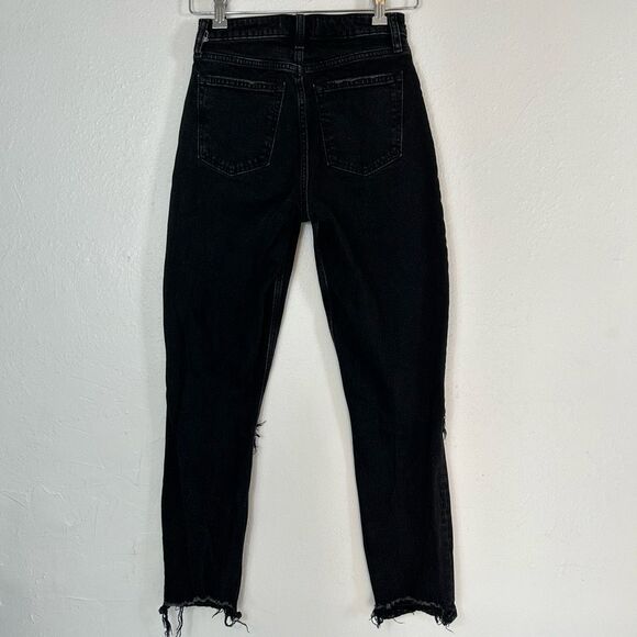 Abercrombie & fitch black mom busted knee curve love denim jean size 24 - Picture 3 of 7